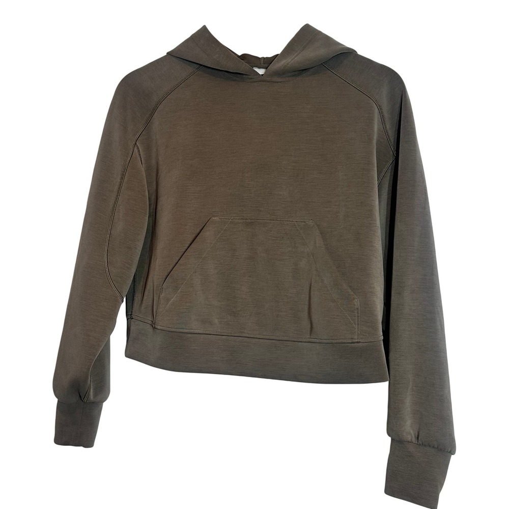 Lululemon Align Cropped Hoodie Sweatshirt Taupe Relaxed Fit Size 2